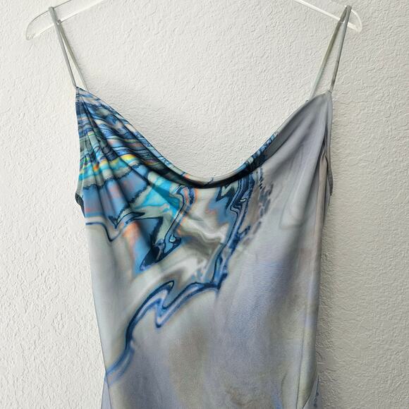 Simkhai Nelli Slip dress Blue Agate Tie Dye Print Midi 4 - Picture 6 of 12